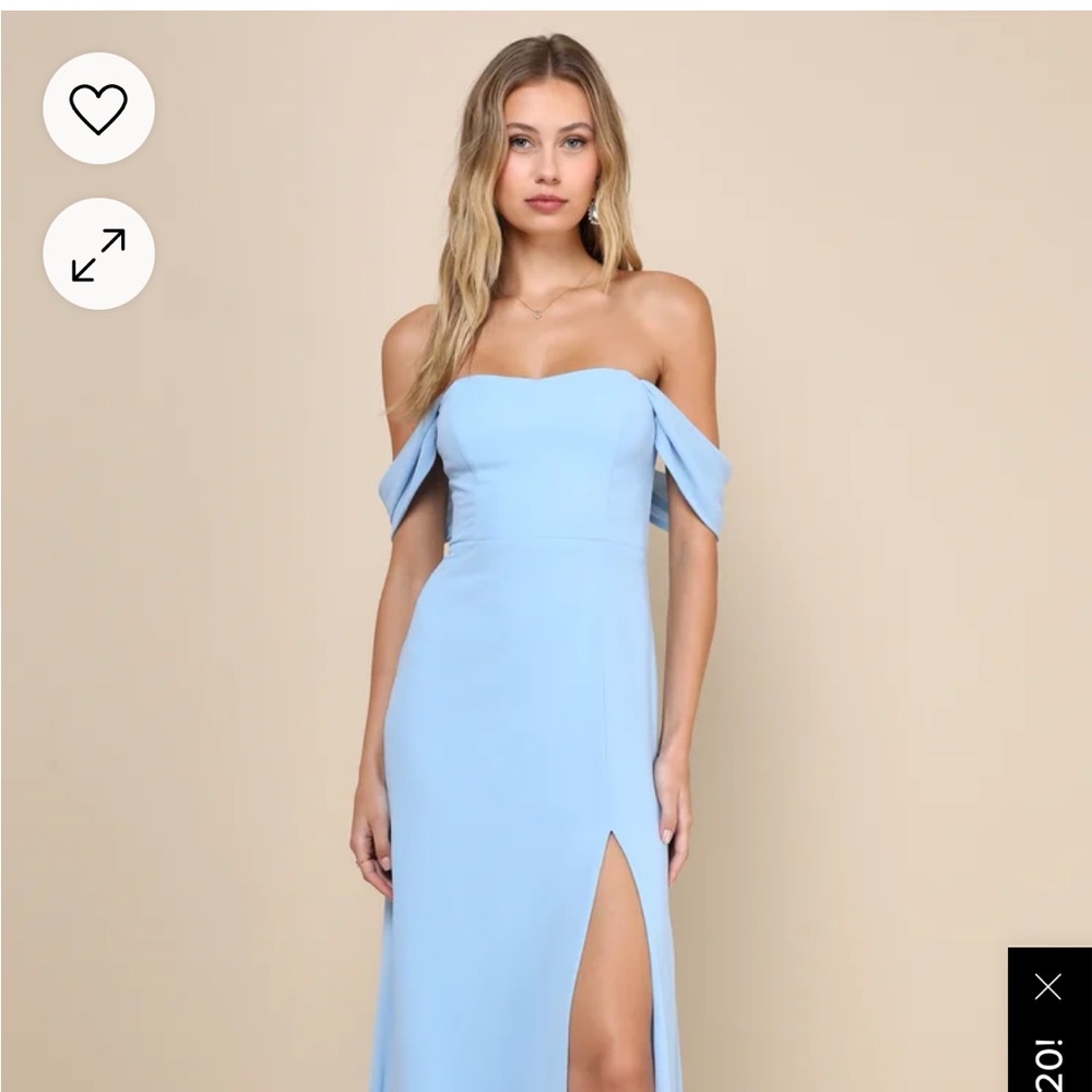 Light Blue Maxi Dress Off-the-Shoulder